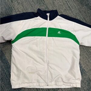 Russell Athletic White and Green Windbreaker